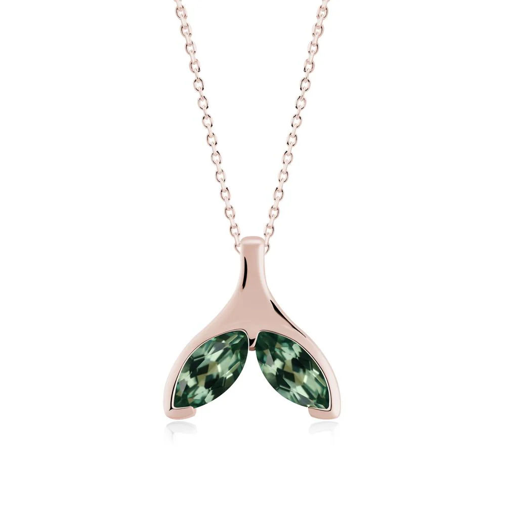 Marquise Green Sapphire Whale Tail Necklace - Image 6