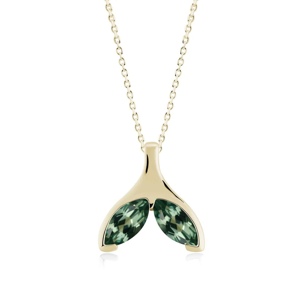 Marquise Green Sapphire Whale Tail Necklace - Image 7