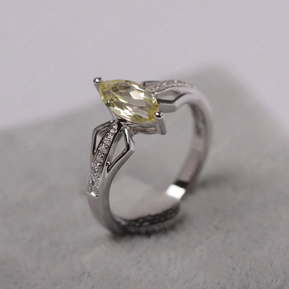 Marquise Lemon Quartz Engagement Ring - Image 2