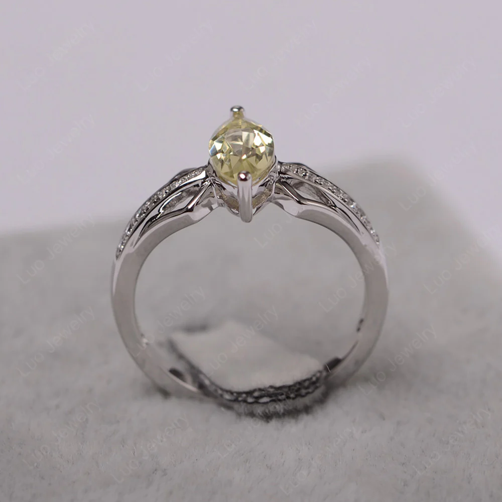 Marquise Lemon Quartz Engagement Ring - Image 3