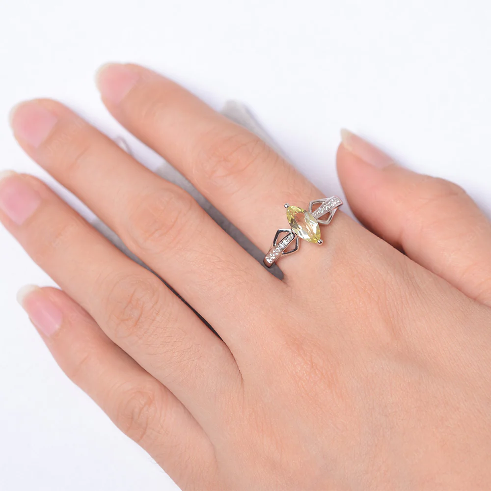 Marquise Lemon Quartz Engagement Ring - Image 4