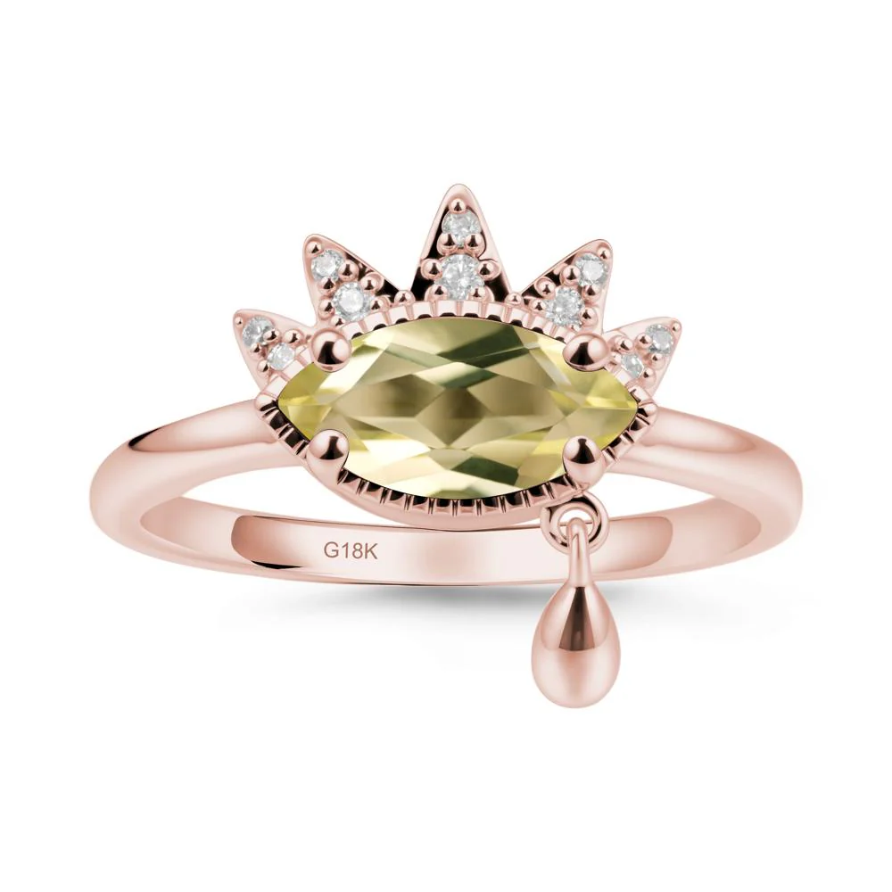 Marquise Lemon Quartz Evil Eye Ring - Image 5