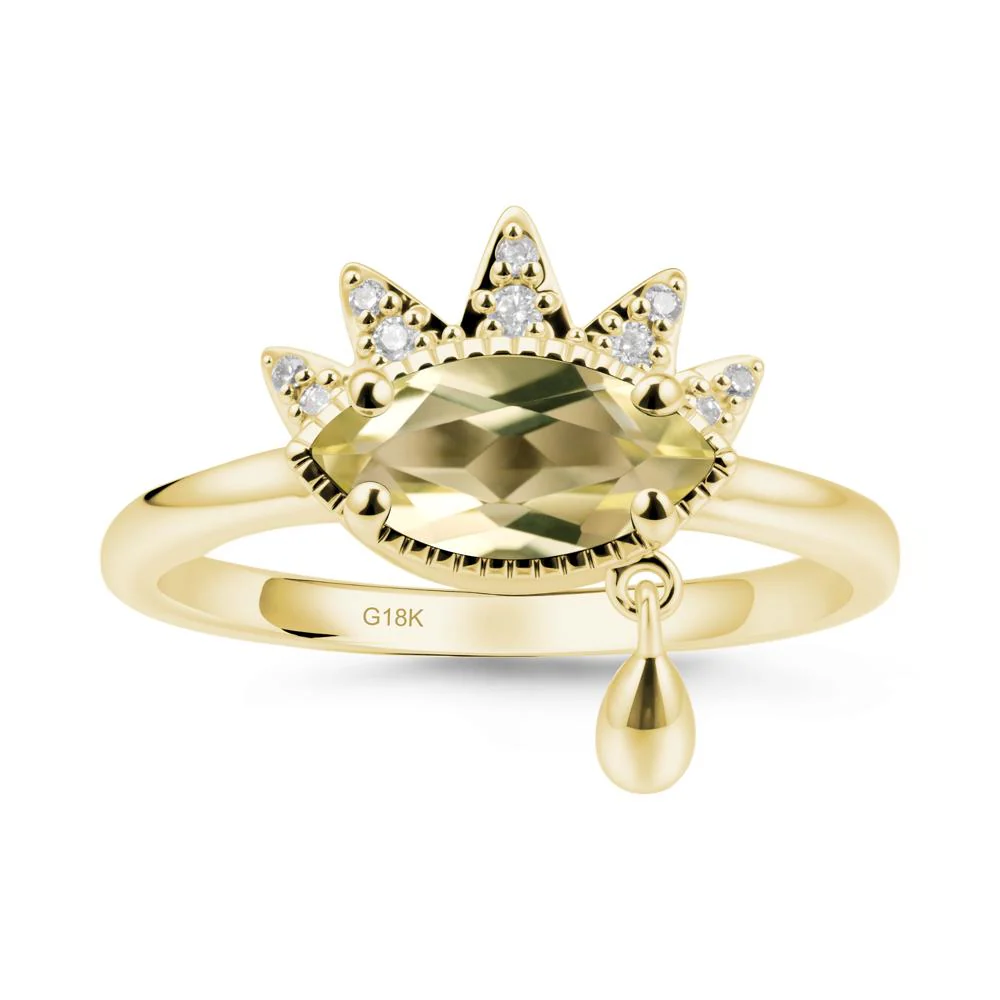 Marquise Lemon Quartz Evil Eye Ring - Image 7