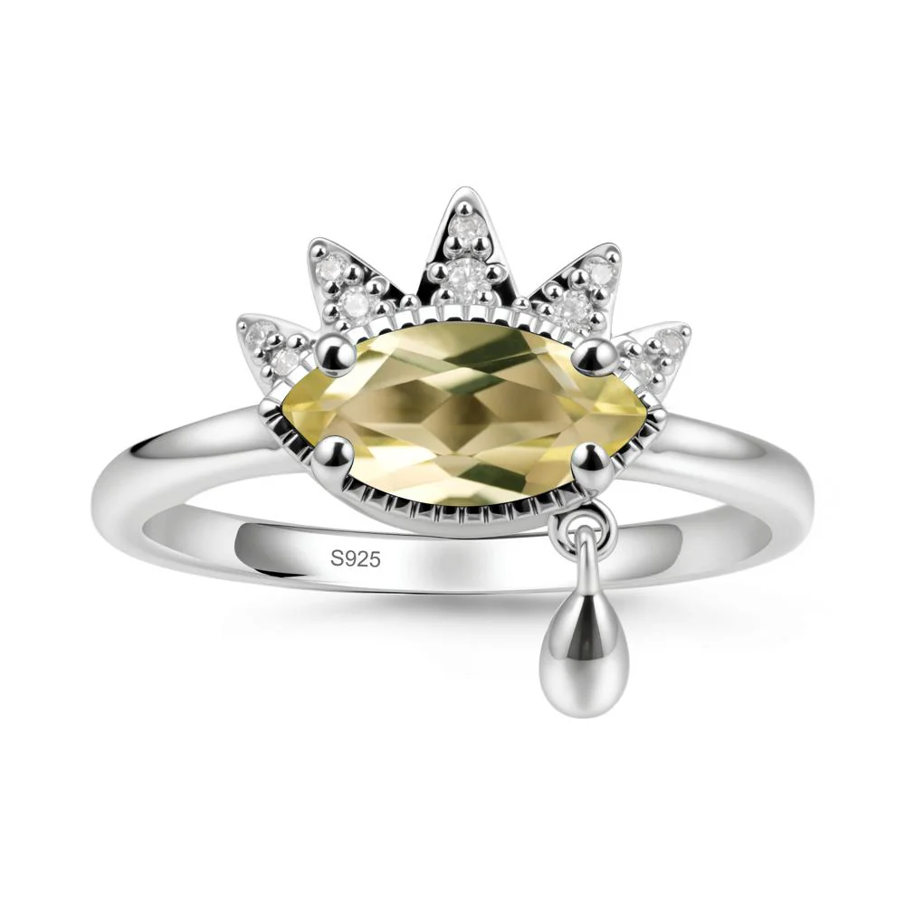 Marquise Lemon Quartz Evil Eye Ring - Image 9