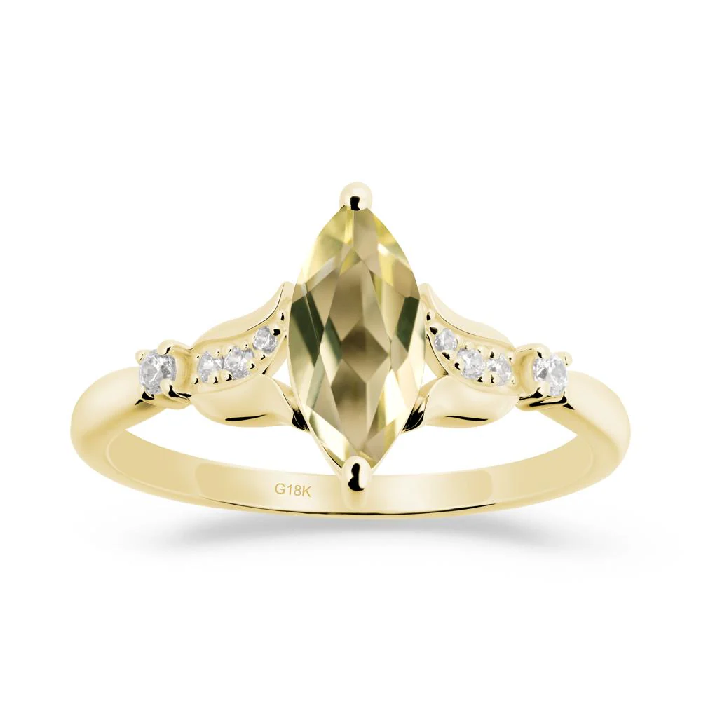 Marquise Lemon Quartz Floral Engagement Ring - Image 4