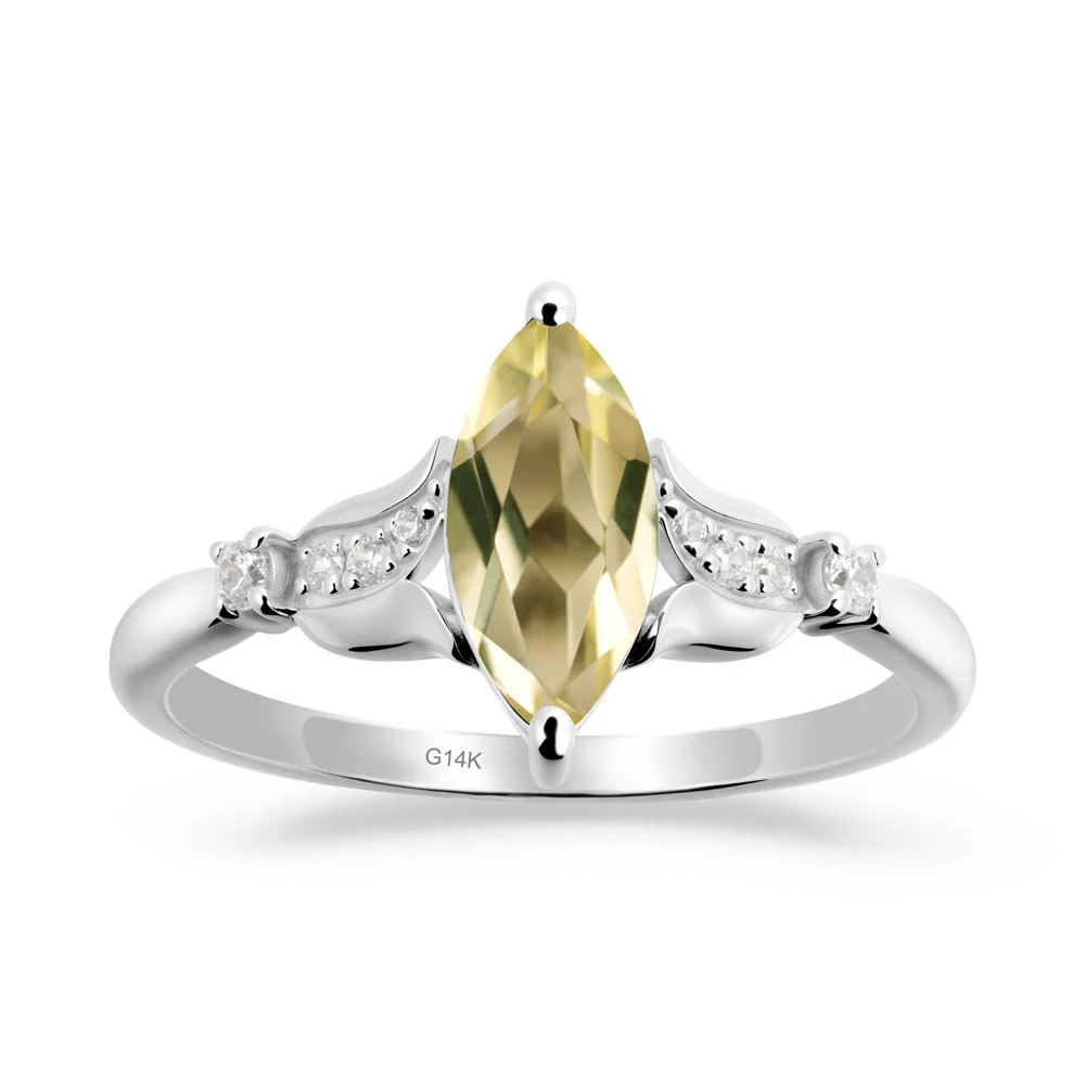 Marquise Lemon Quartz Floral Engagement Ring - Image 5