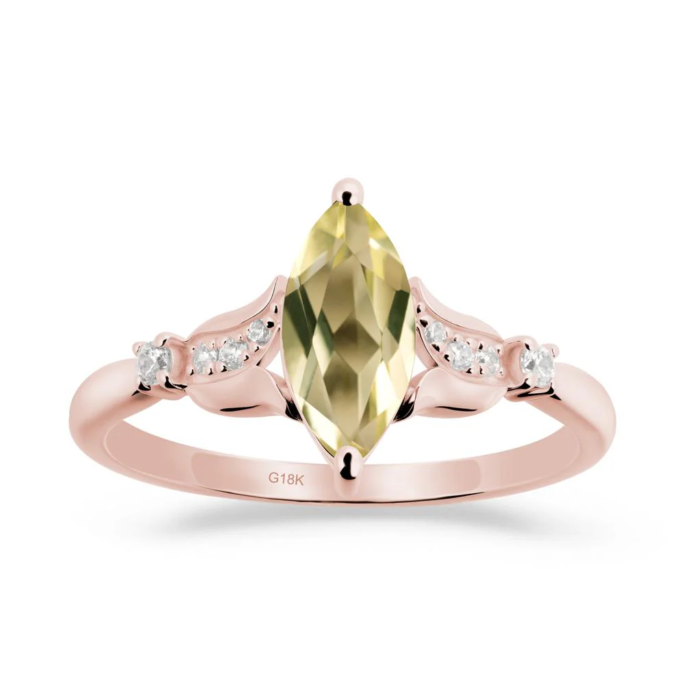 Marquise Lemon Quartz Floral Engagement Ring - Image 7