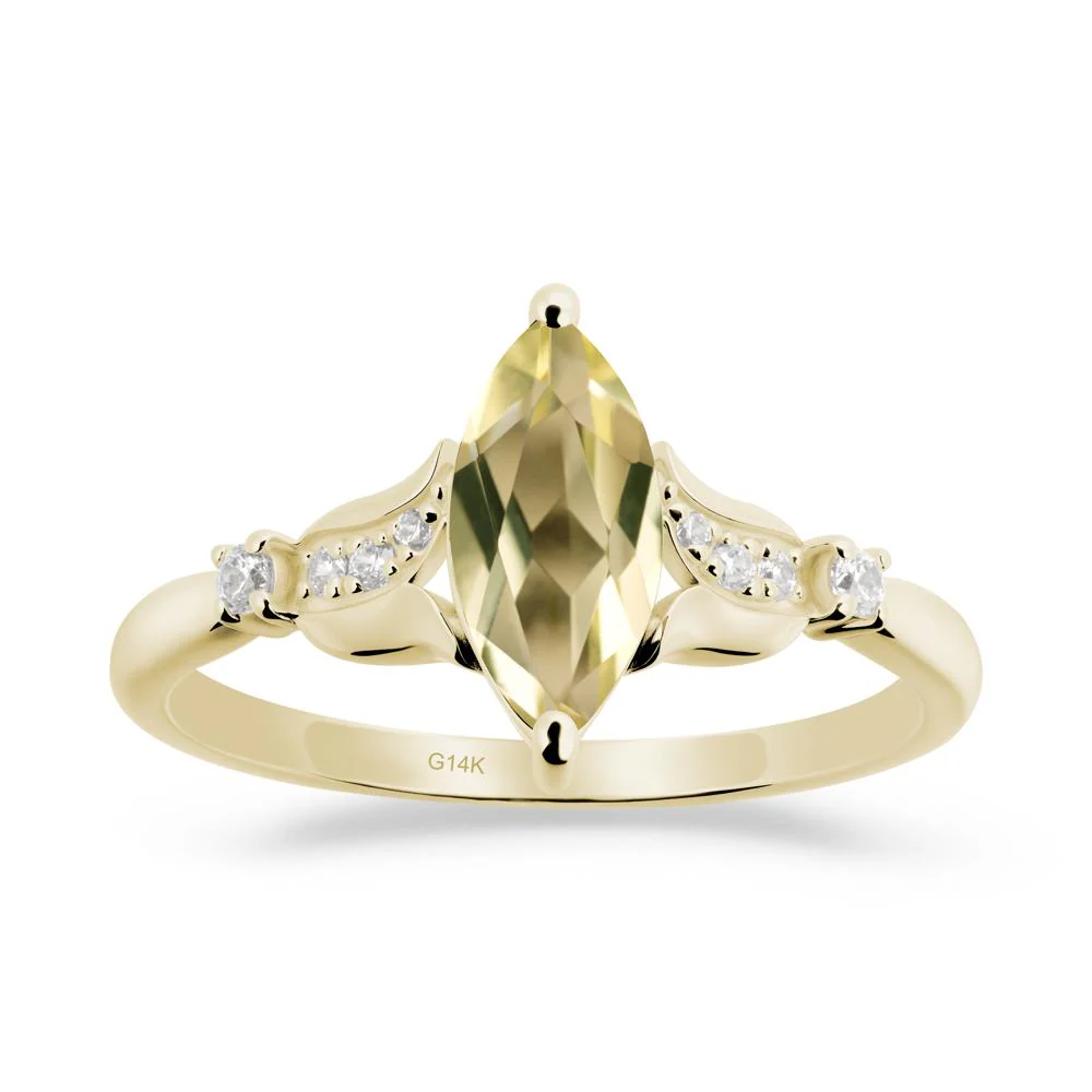 Marquise Lemon Quartz Floral Engagement Ring - Image 9