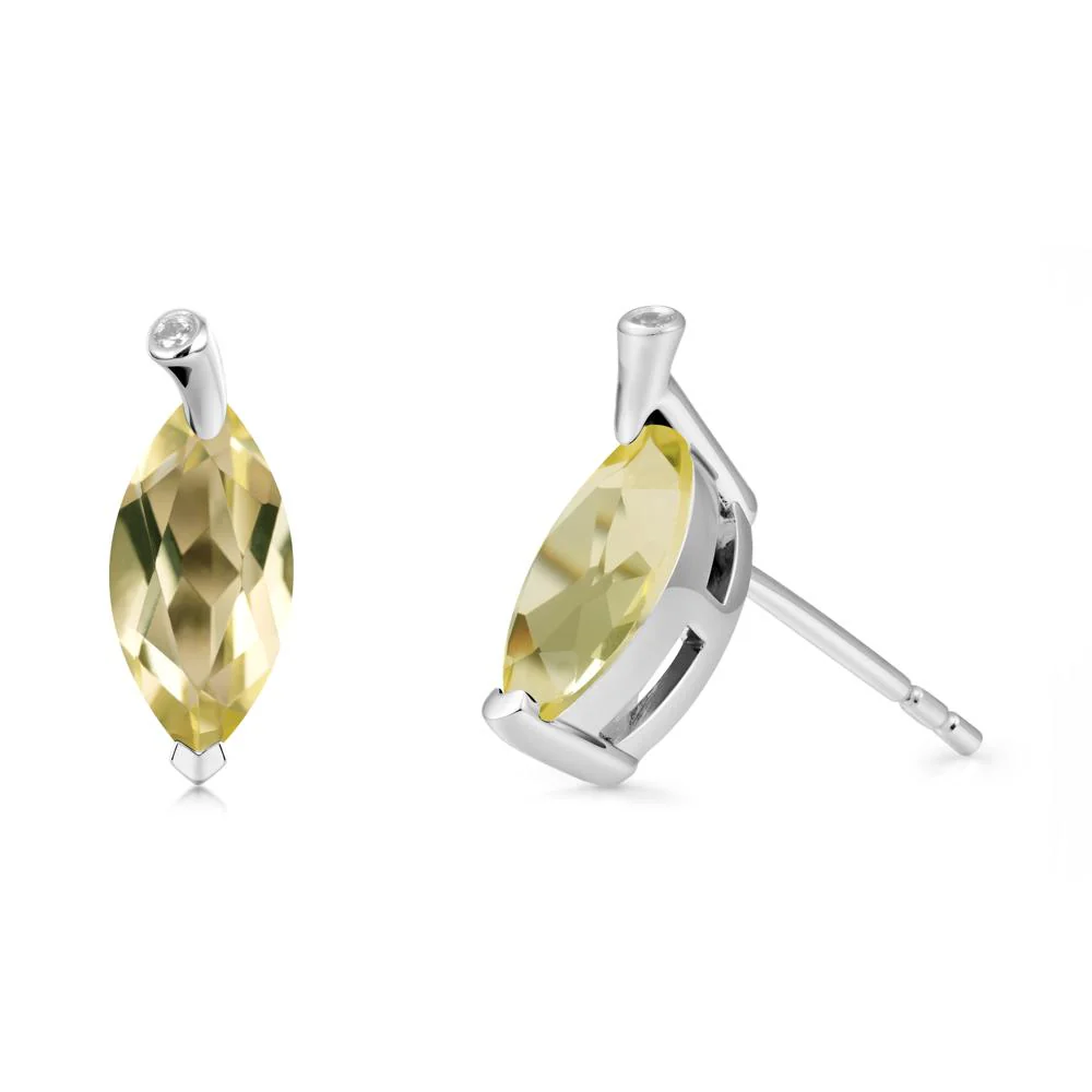 Marquise Lemon Quartz Leaf Earrings - Image 3