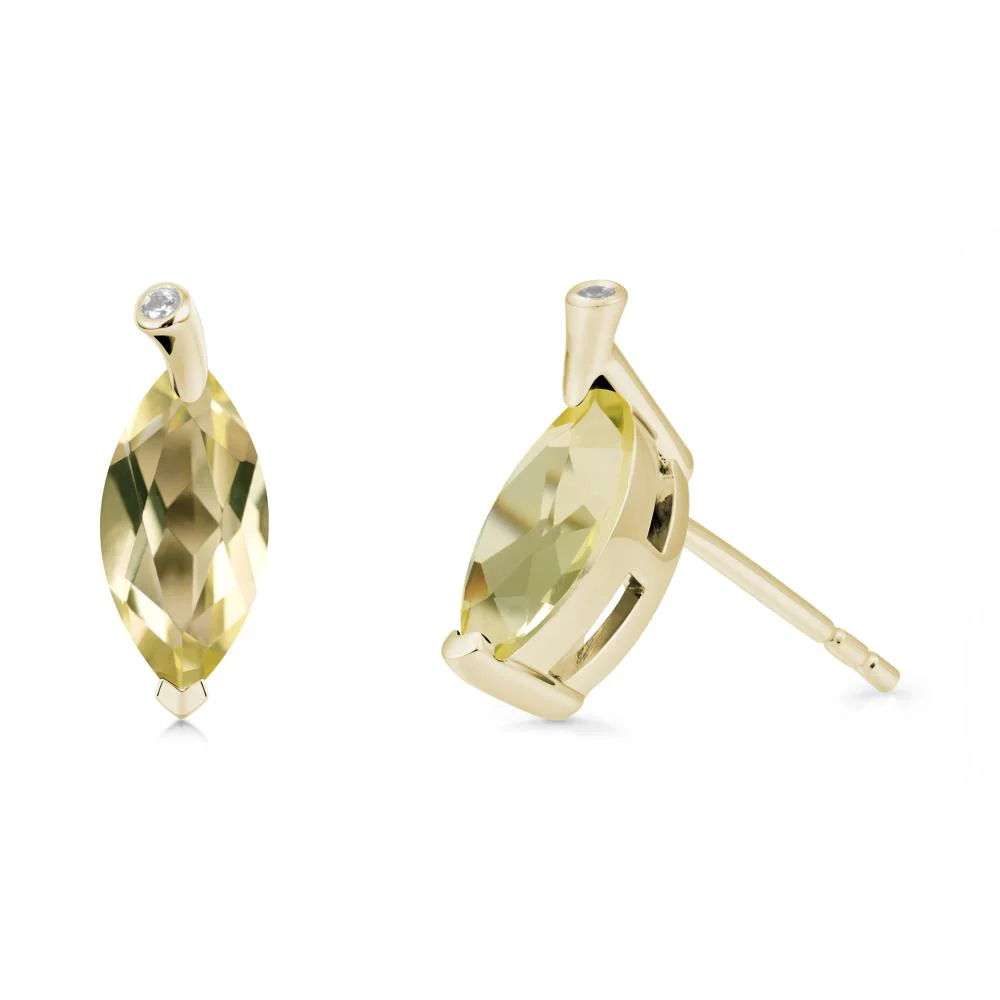 Marquise Lemon Quartz Leaf Earrings - Image 4