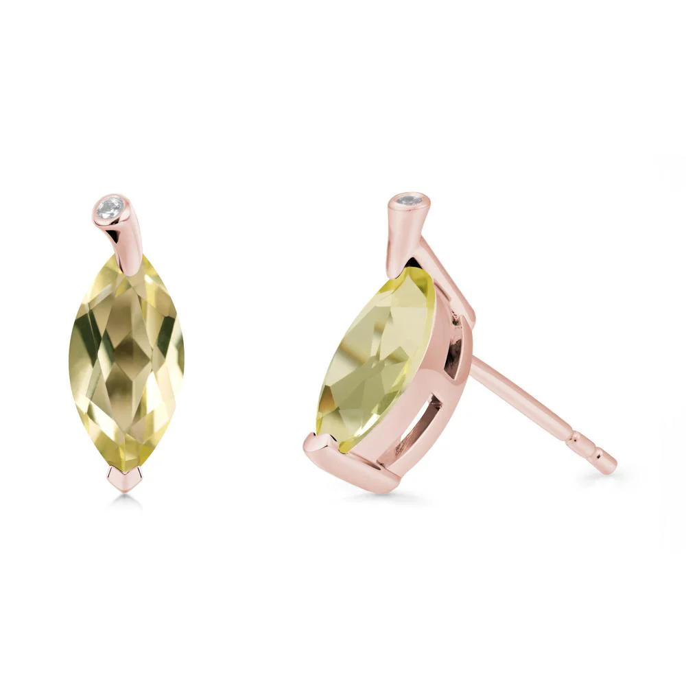 Marquise Lemon Quartz Leaf Earrings - Image 5