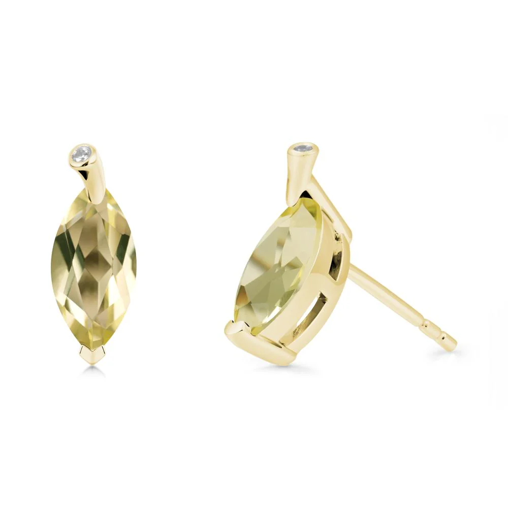 Marquise Lemon Quartz Leaf Earrings - Image 7
