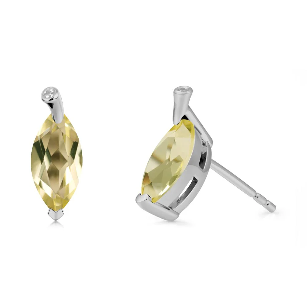 Marquise Lemon Quartz Leaf Earrings - Image 9