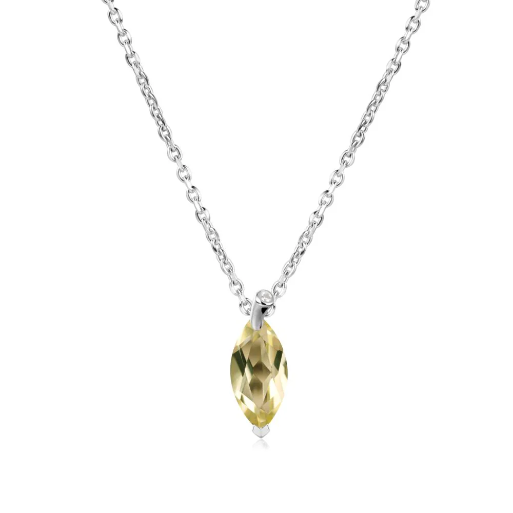 Marquise Lemon Quartz Leaf Necklace - Image 3