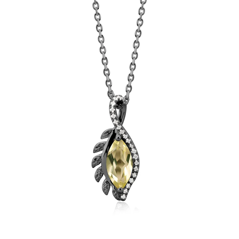 Marquise Lemon Quartz Leaf Vine Pendant Necklace - Image 7