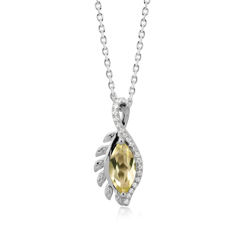 Marquise Lemon Quartz Leaf Vine Pendant Necklace - Image 8