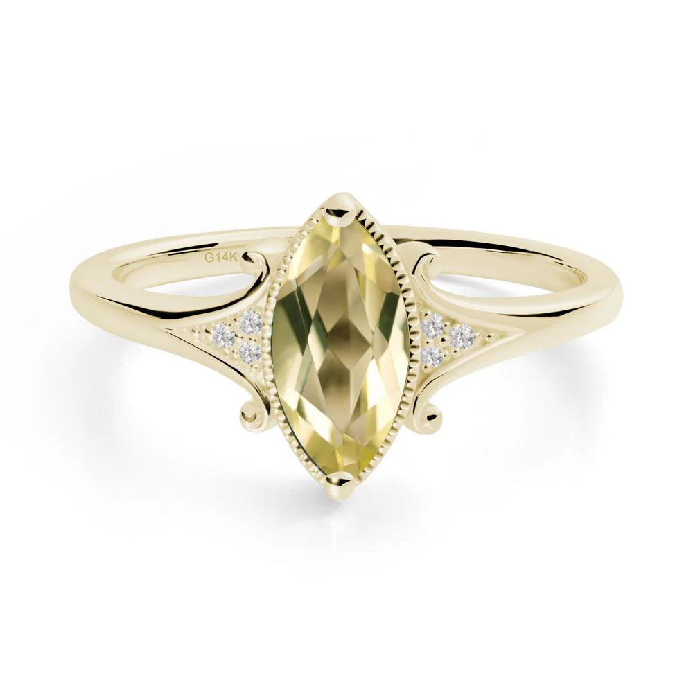 Marquise Lemon Quartz Milgrain Halo Ring - Image 4