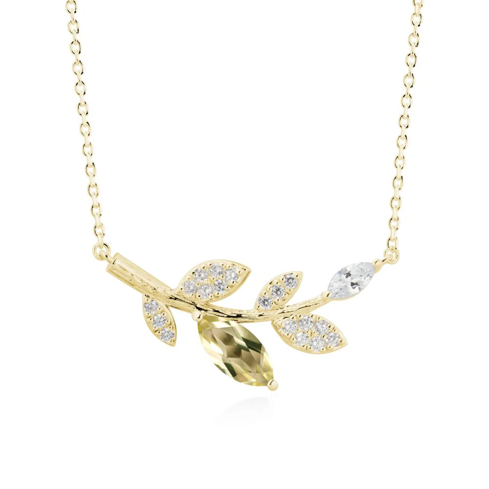 Marquise Lemon Quartz Olive Branch Necklace - Image 7