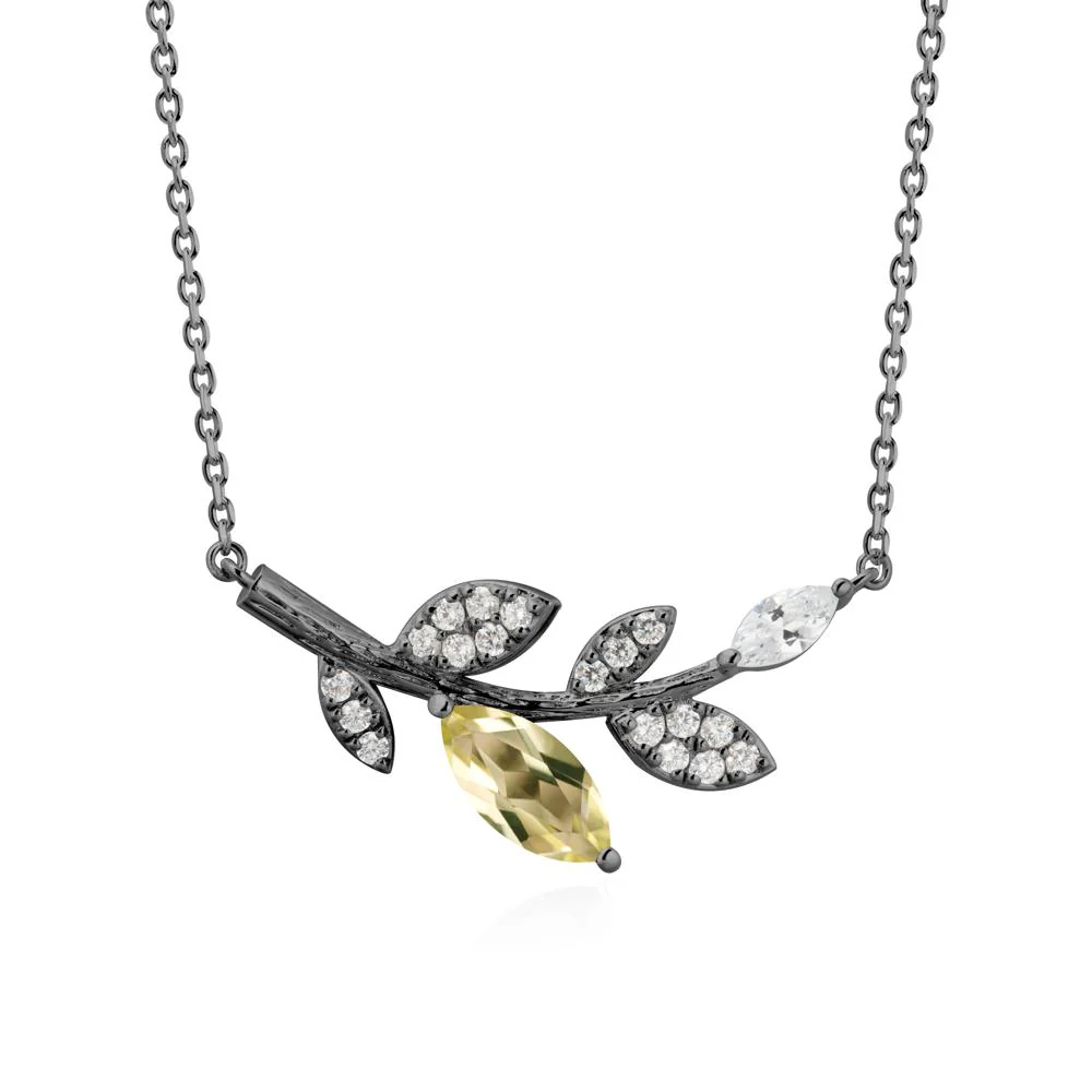 Marquise Lemon Quartz Olive Branch Necklace - Image 8