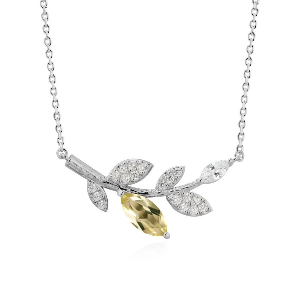 Marquise Lemon Quartz Olive Branch Necklace - Image 9