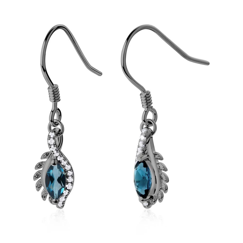 Marquise London Blue Topaz Fish Hook Earrings - Image 5