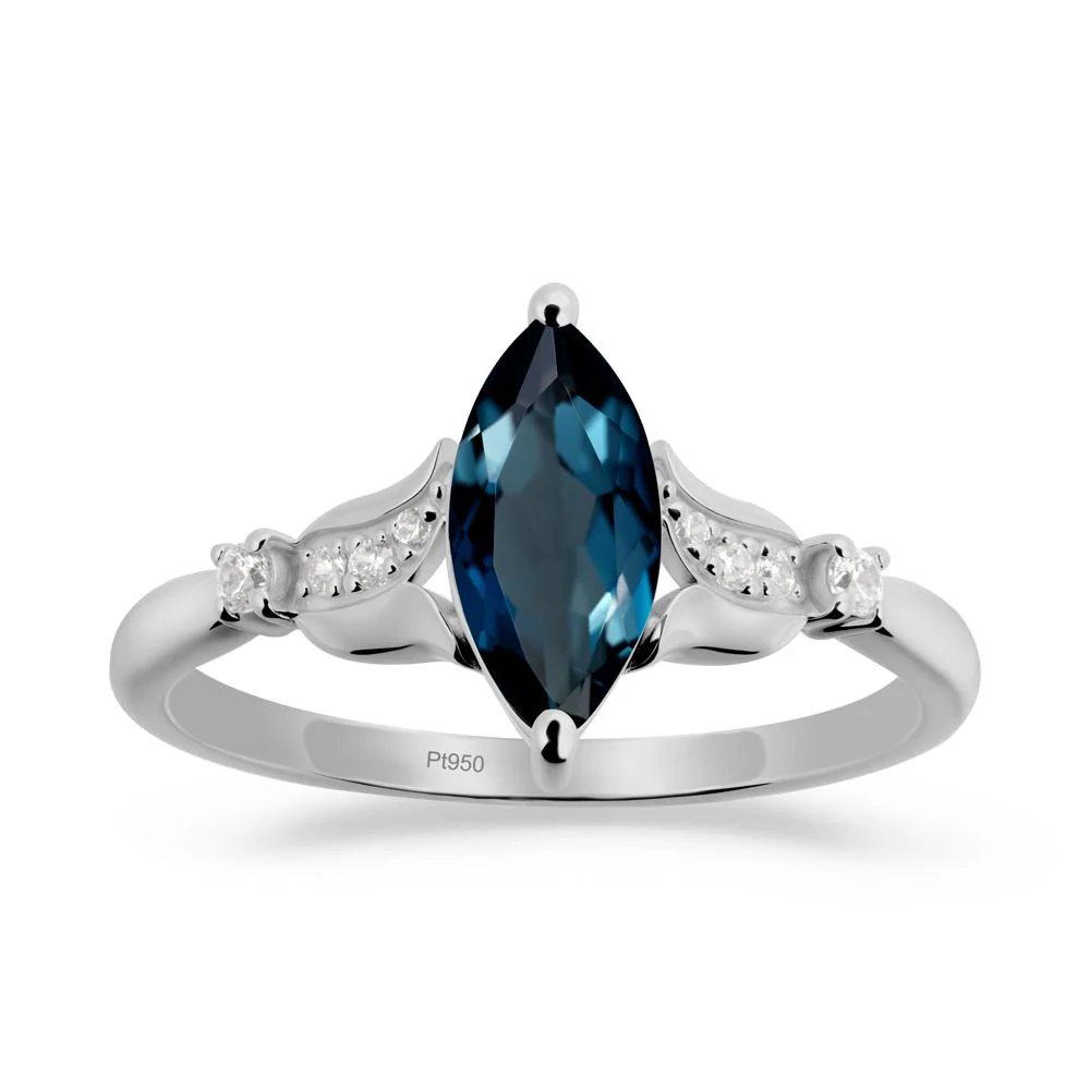 Marquise London Blue Topaz Floral Engagement Ring - Image 2
