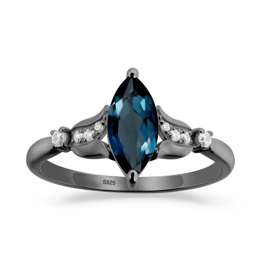 Marquise London Blue Topaz Floral Engagement Ring - Image 7