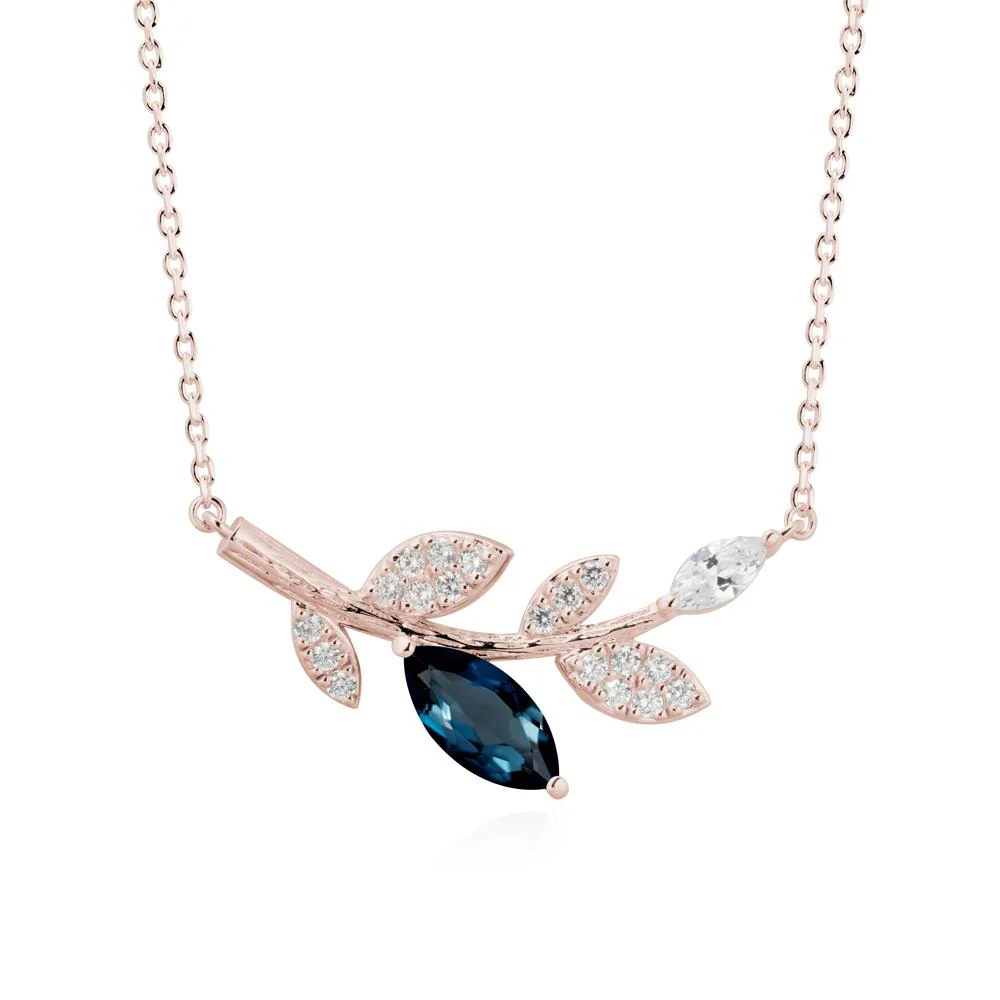 Marquise London Blue Topaz Vine Leaf Necklace - Image 2