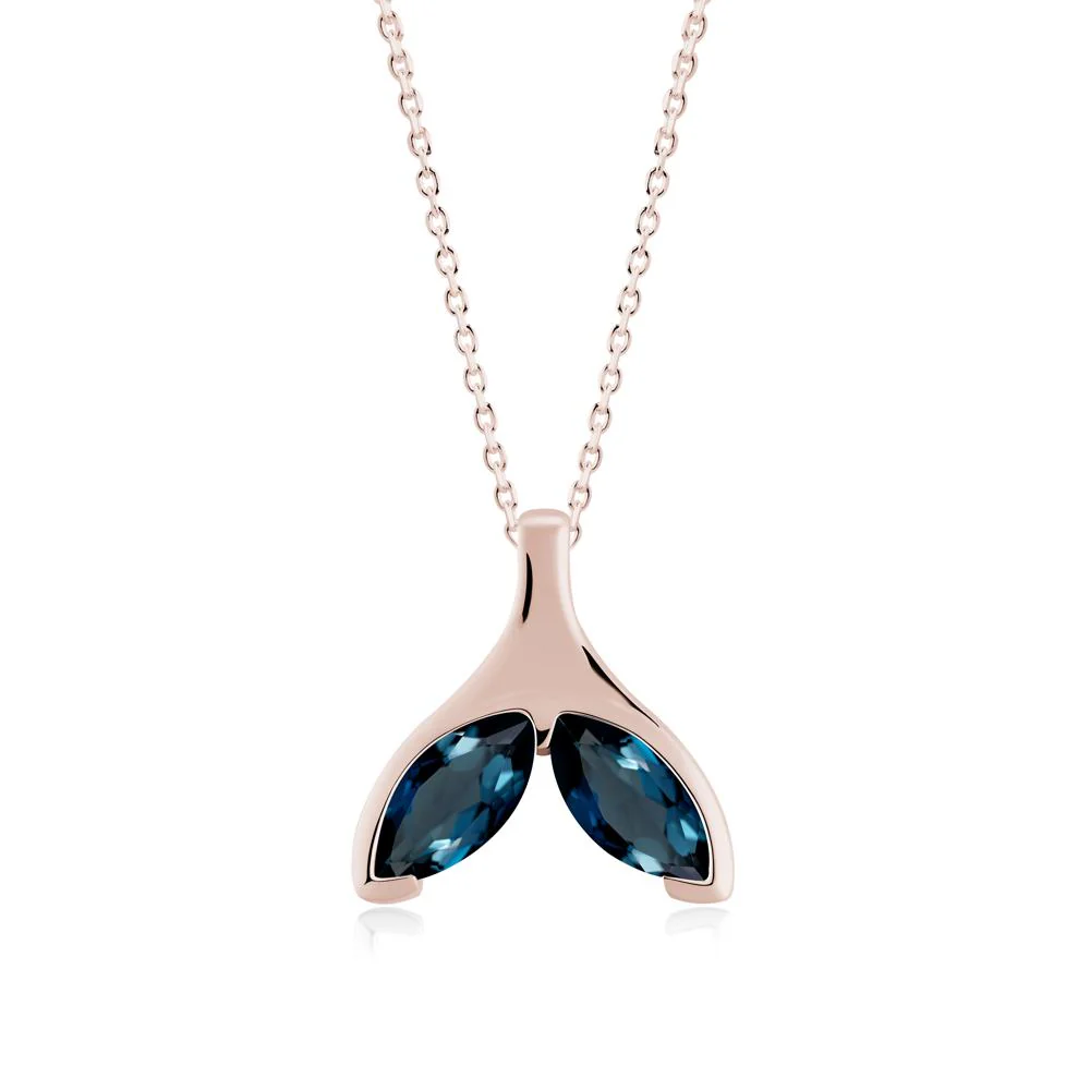 Marquise London Blue Topaz Whale Tail Necklace - Image 2