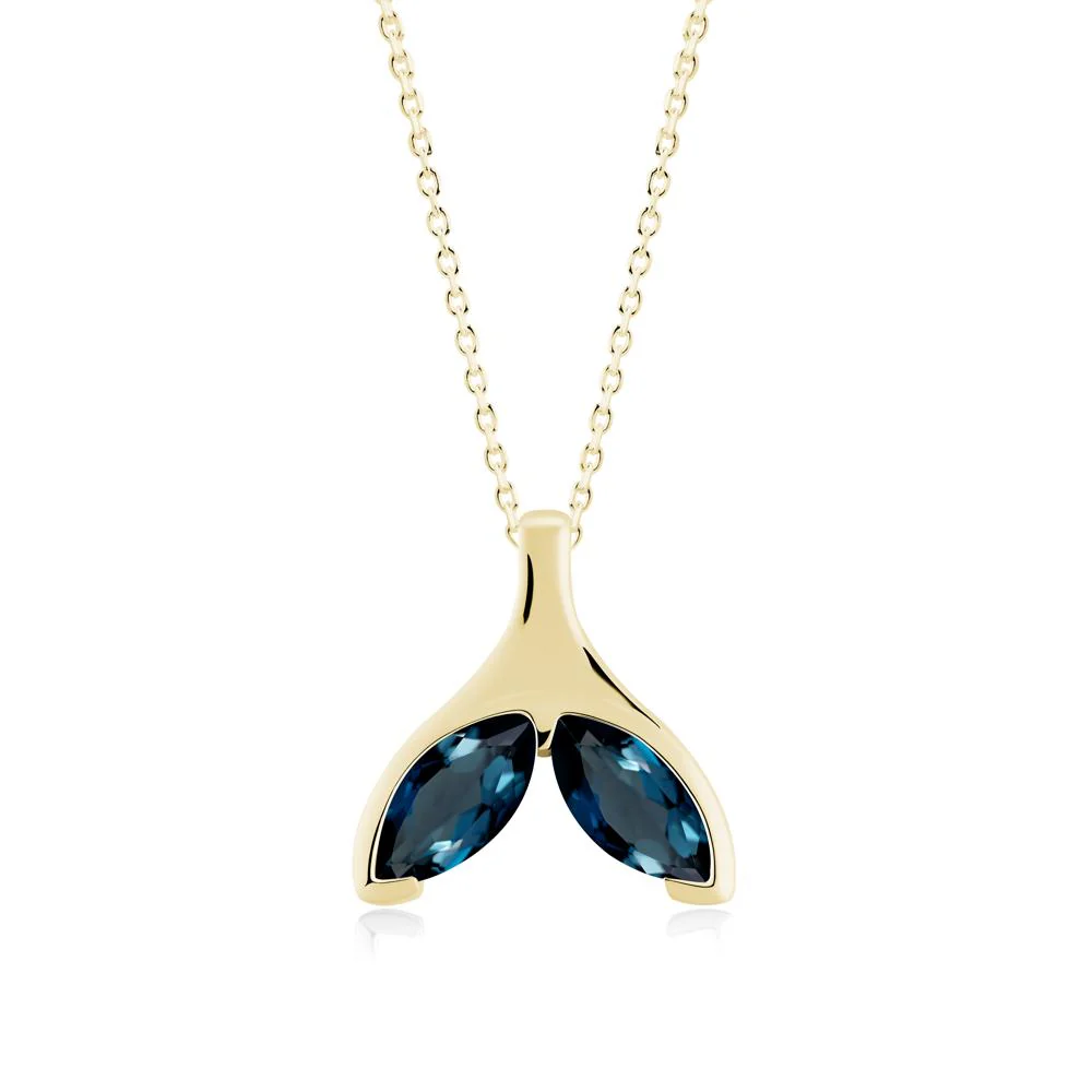 Marquise London Blue Topaz Whale Tail Necklace - Image 3