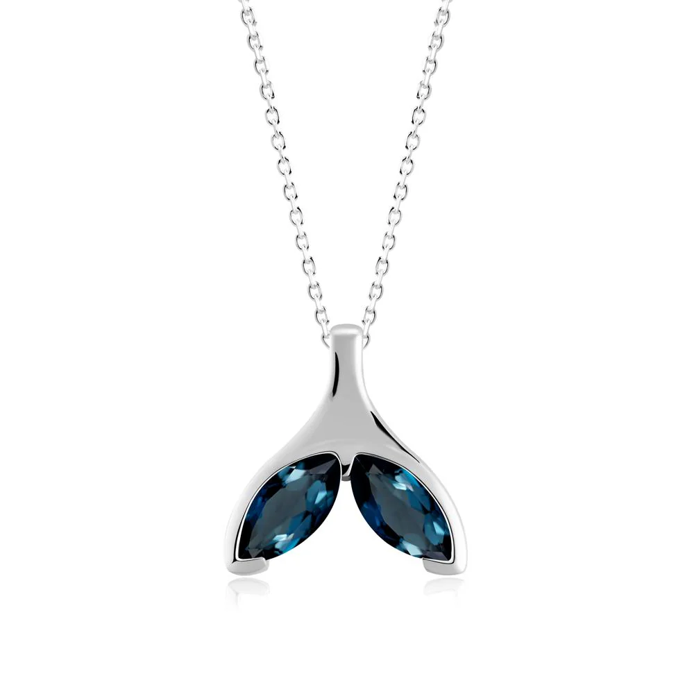 Marquise London Blue Topaz Whale Tail Necklace - Image 4
