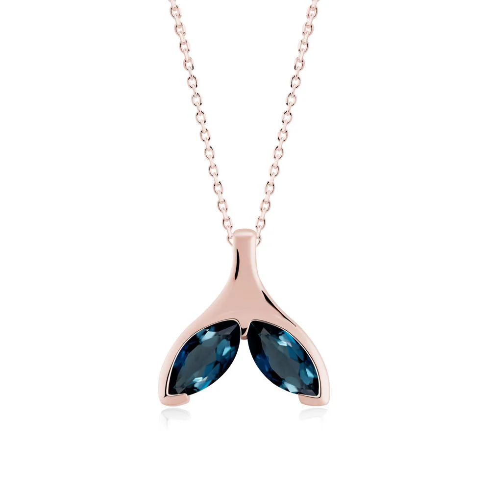Marquise London Blue Topaz Whale Tail Necklace - Image 5