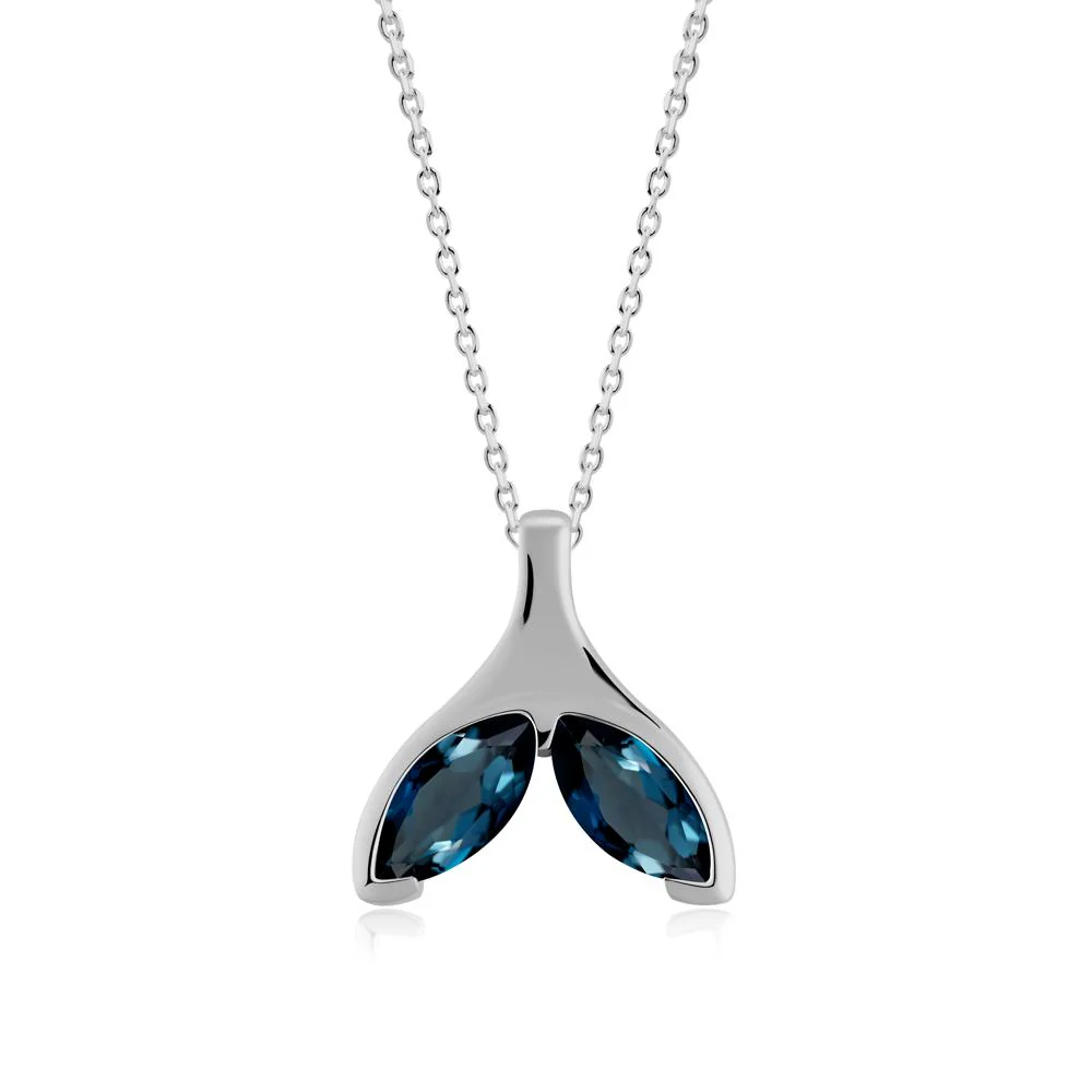Marquise London Blue Topaz Whale Tail Necklace - Image 7