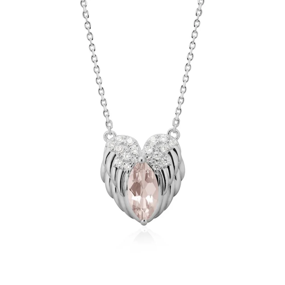 Marquise Morganite   Angel Wings Heart Pendant