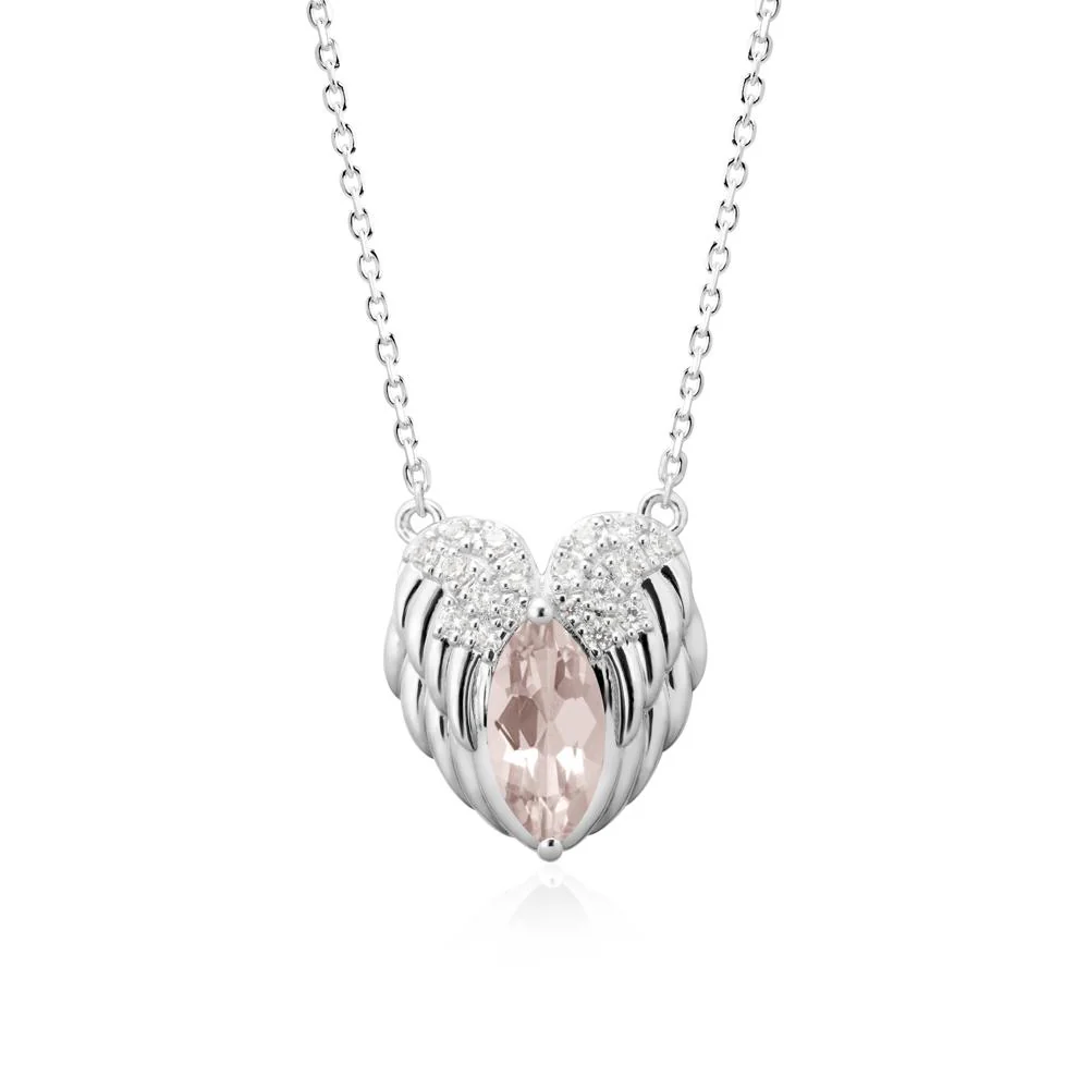 Marquise Morganite   Angel Wings Heart Pendant - Image 3