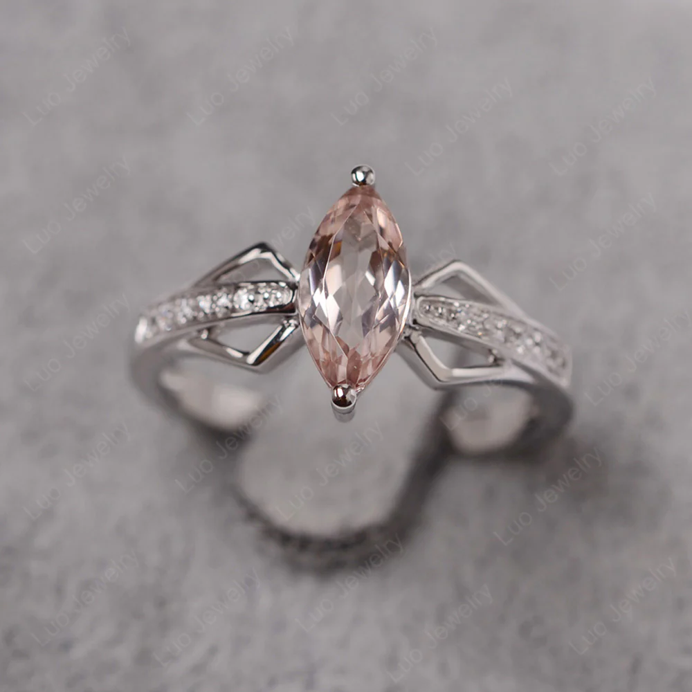 Marquise Morganite Engagement Ring