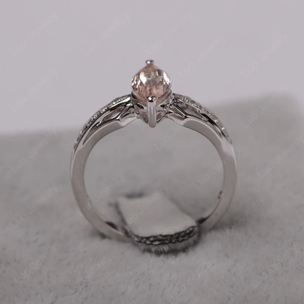 Marquise Morganite Engagement Ring - Image 3