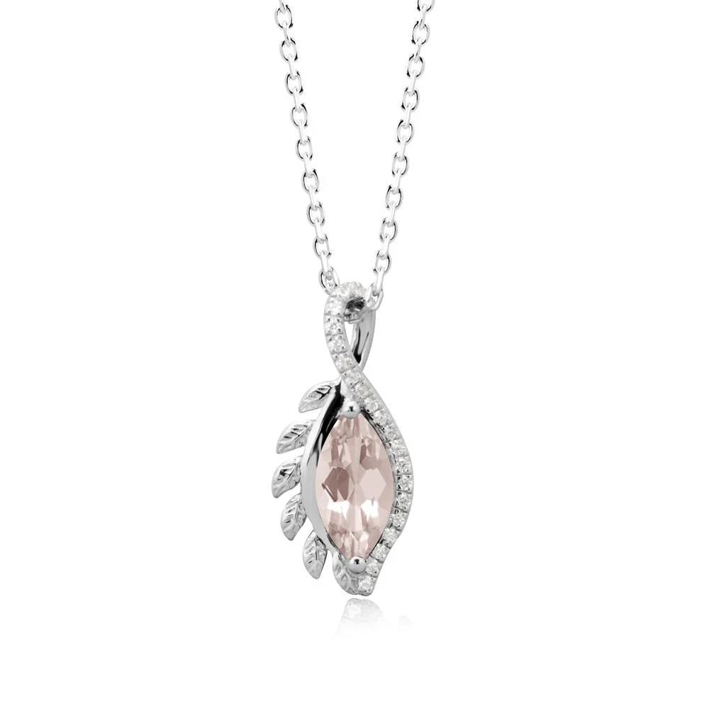 Marquise Morganite Leaf Vine Pendant Necklace - Image 2