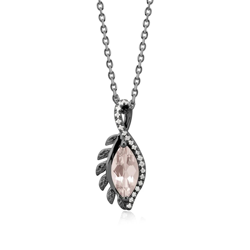 Marquise Morganite Leaf Vine Pendant Necklace - Image 7