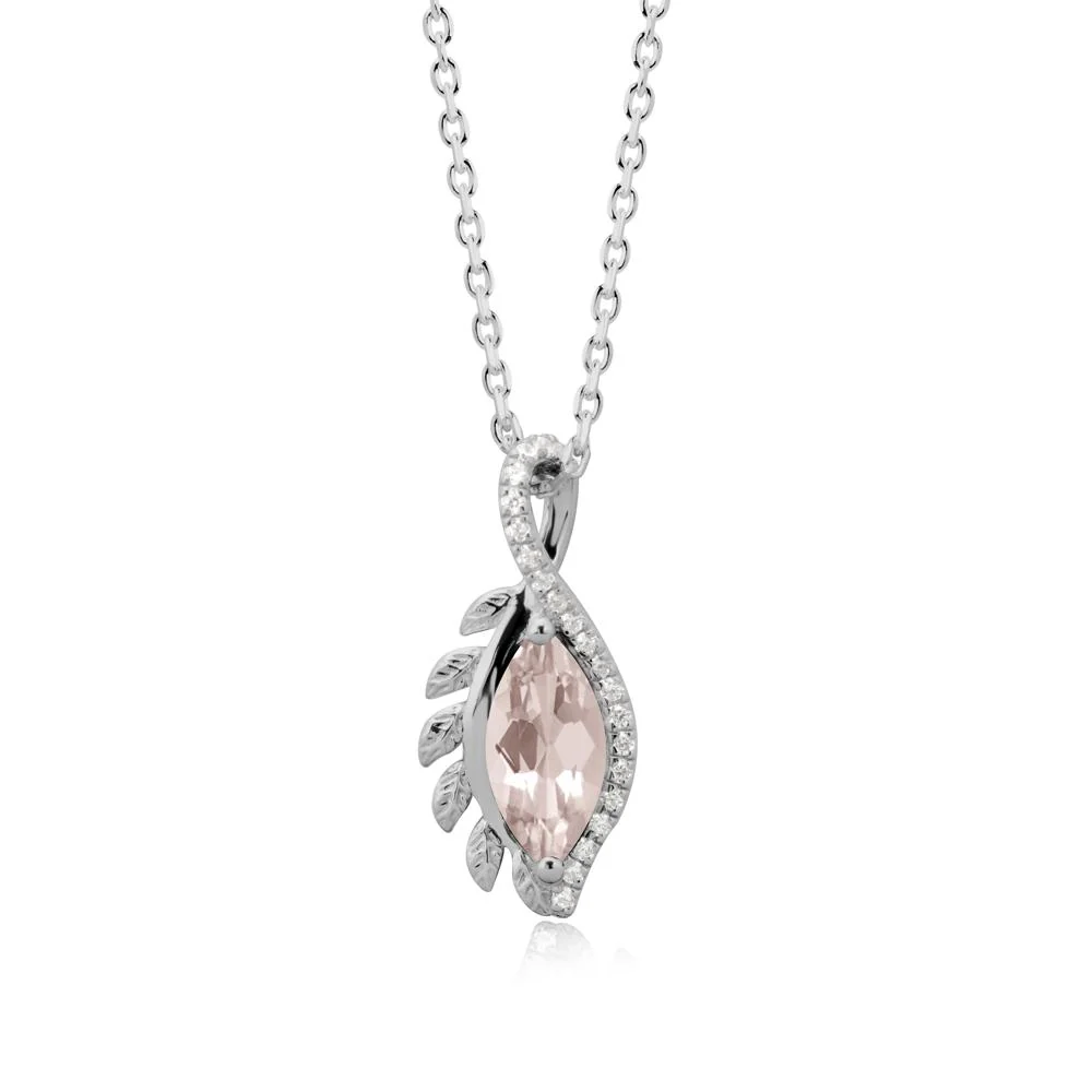 Marquise Morganite Leaf Vine Pendant Necklace - Image 8
