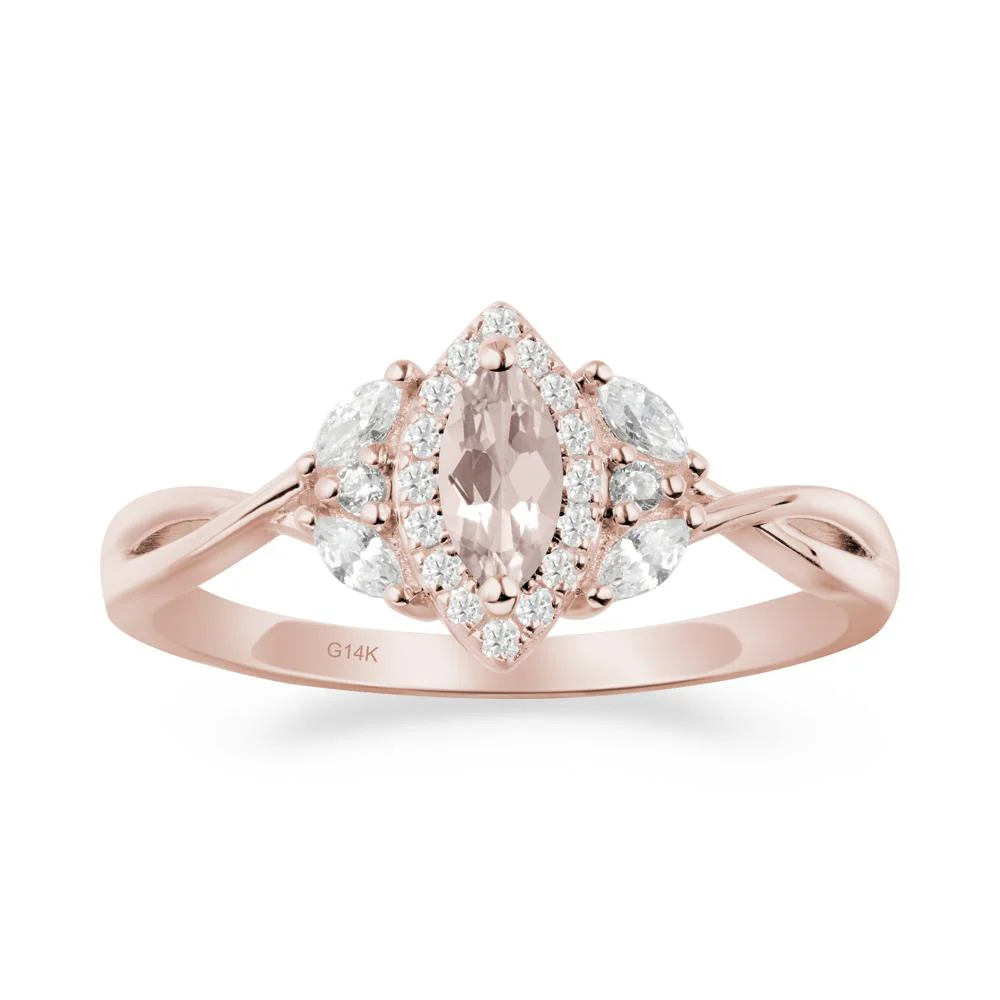 Marquise Morganite Ring with Twisted Band