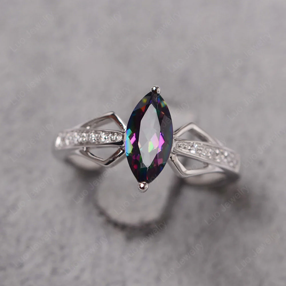 Marquise Mystic Topaz Engagement Ring