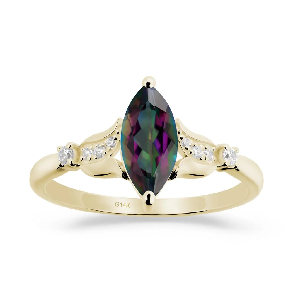 Marquise Mystic Topaz Floral Engagement Ring