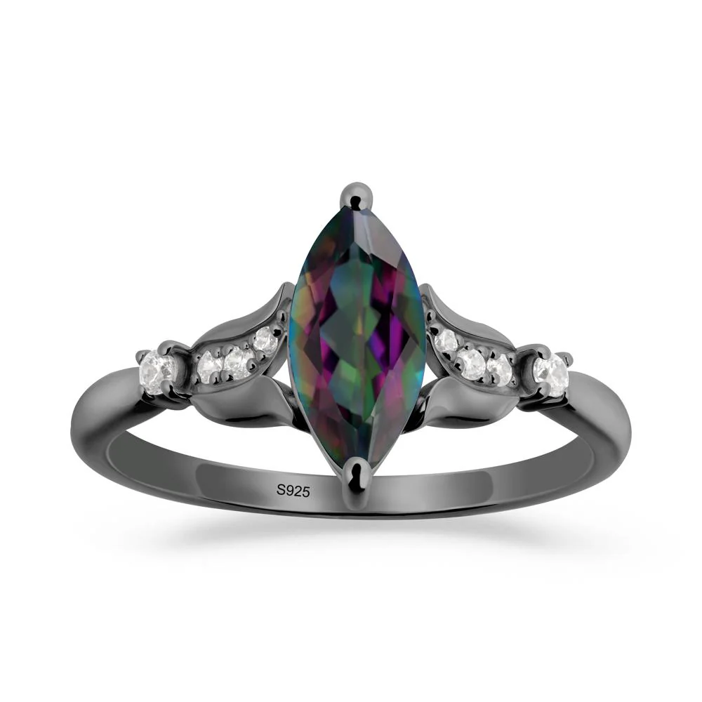 Marquise Mystic Topaz Floral Engagement Ring - Image 5
