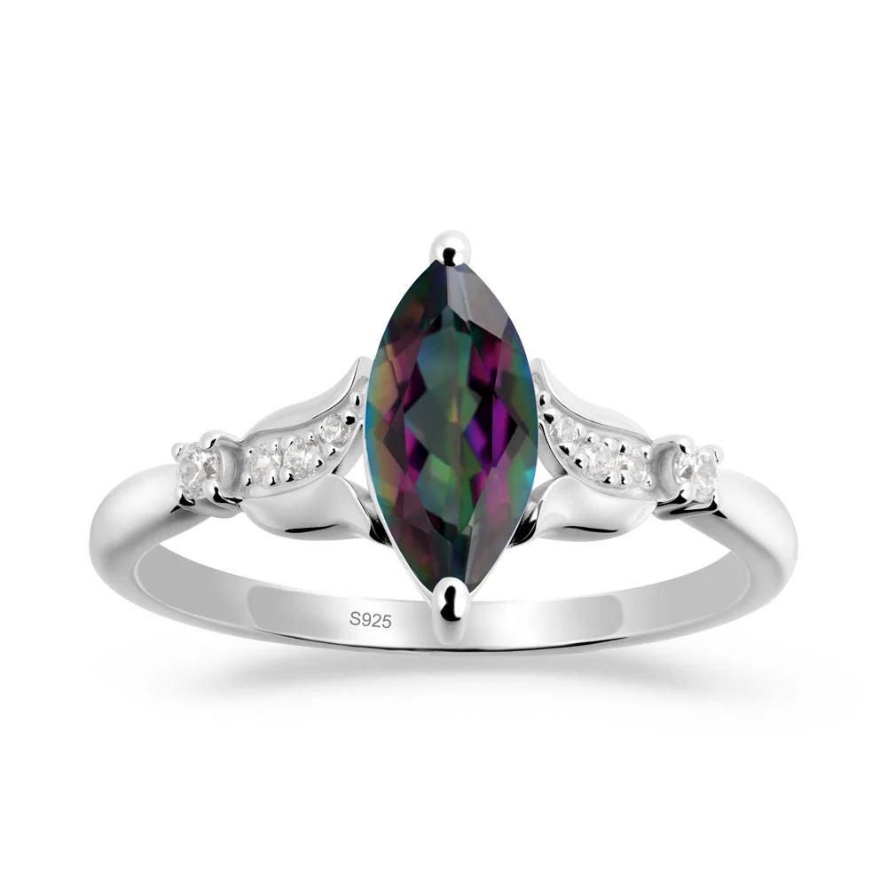 Marquise Mystic Topaz Floral Engagement Ring - Image 6