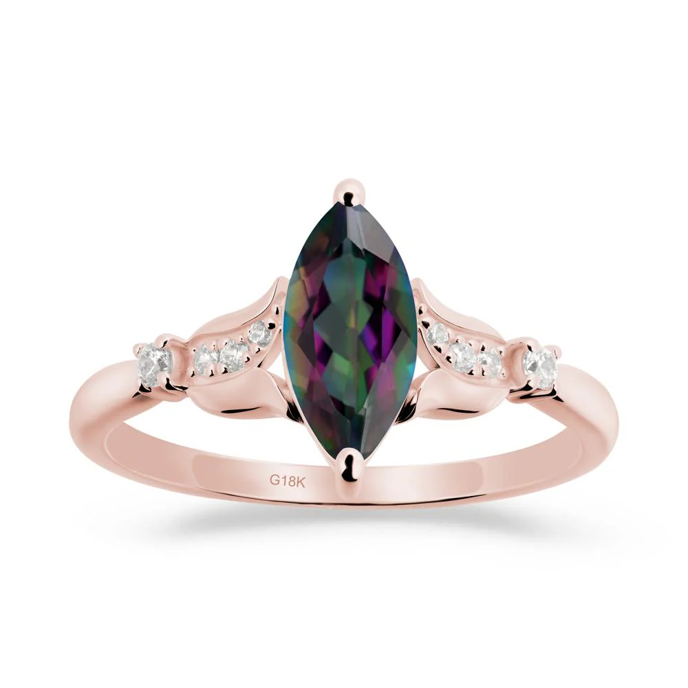 Marquise Mystic Topaz Floral Engagement Ring - Image 8