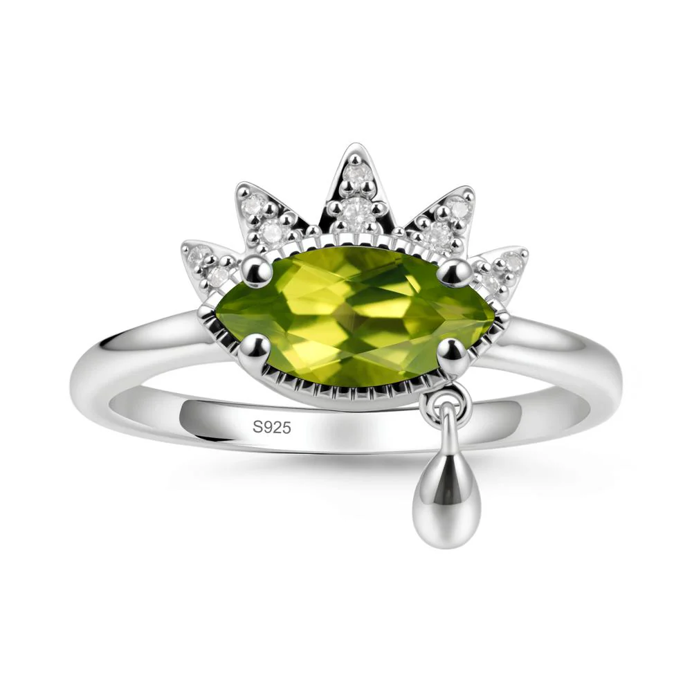 Marquise Peridot Evil Eye Ring - Image 9