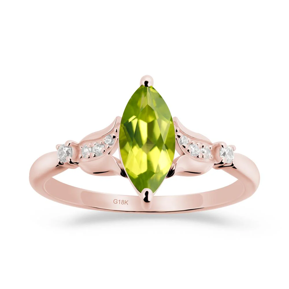 Marquise Peridot Floral Engagement Ring - Image 2