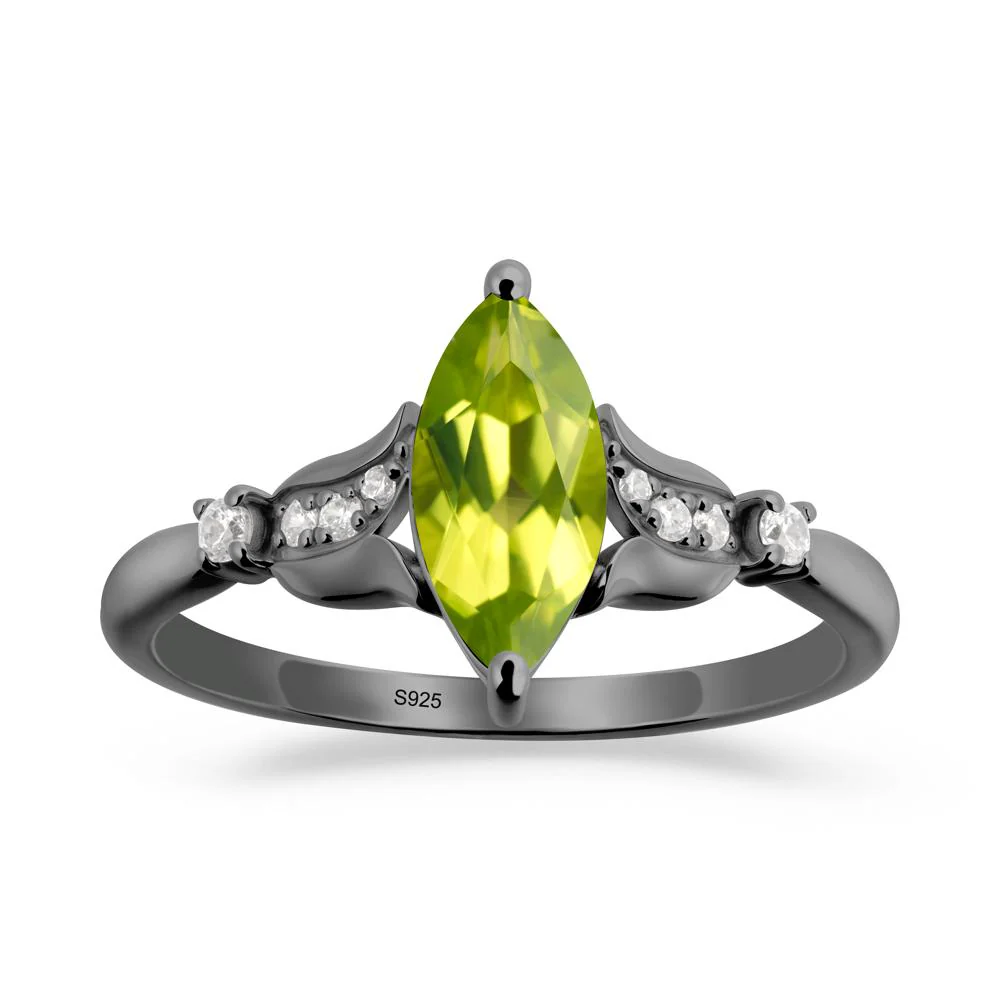 Marquise Peridot Floral Engagement Ring - Image 6