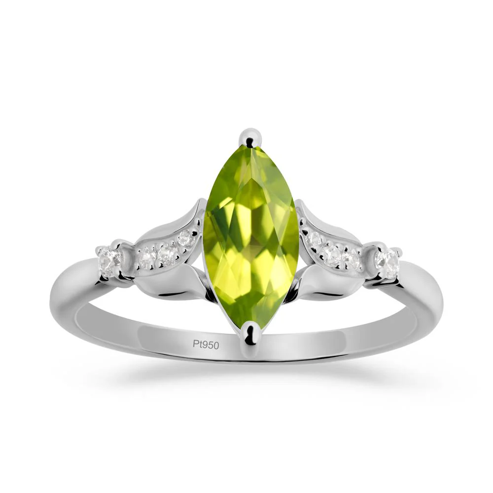 Marquise Peridot Floral Engagement Ring - Image 8